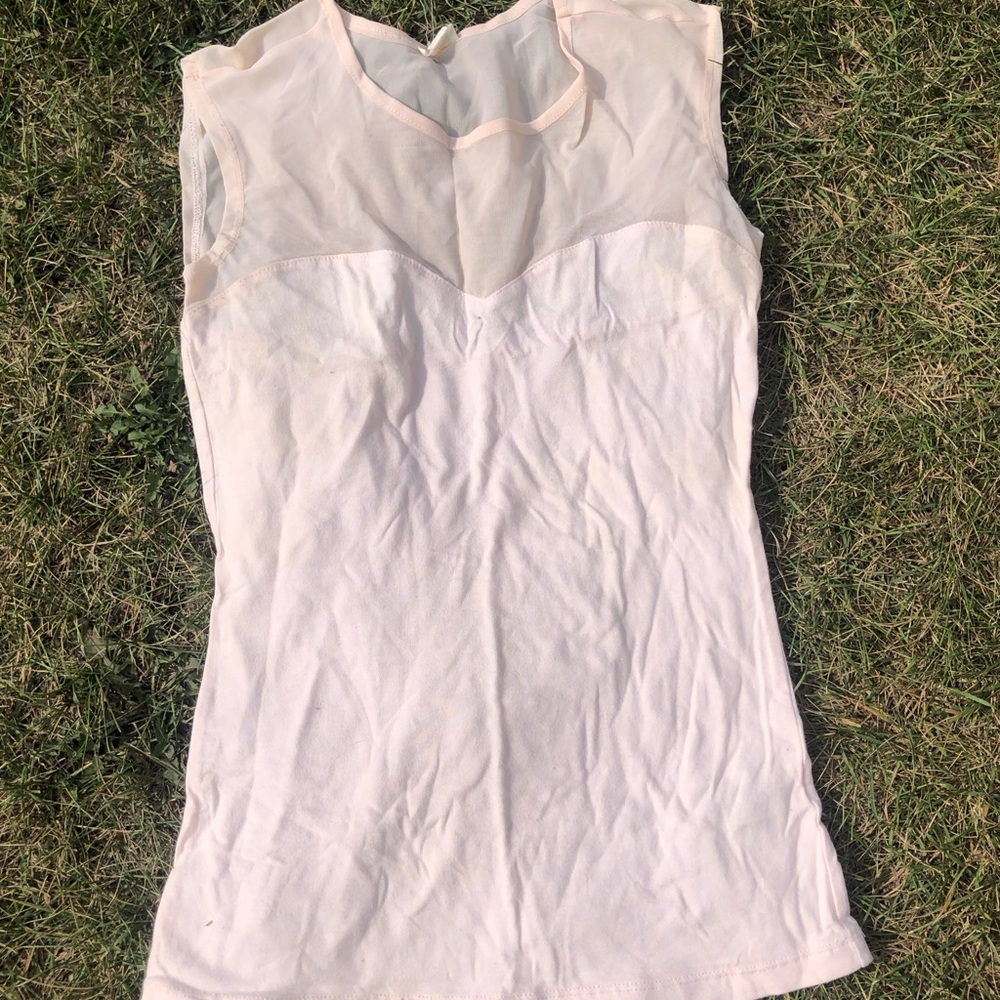 Vintage Garage Pale Pink Sheer Yoke Sleeveless Camisole